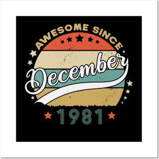 Awesome Since December 1981 Birthday Retro Sunset Vintage Posters and Art